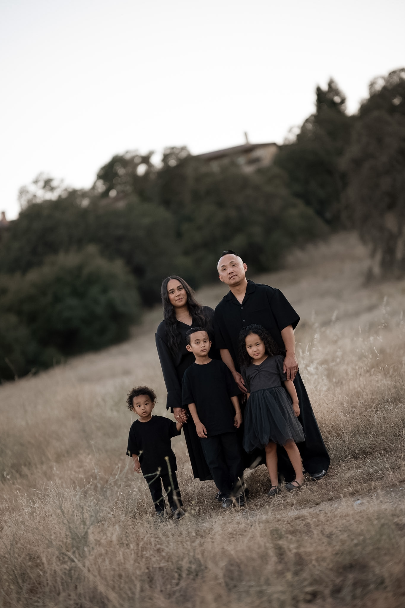 Family gathered on a Northern California hillside